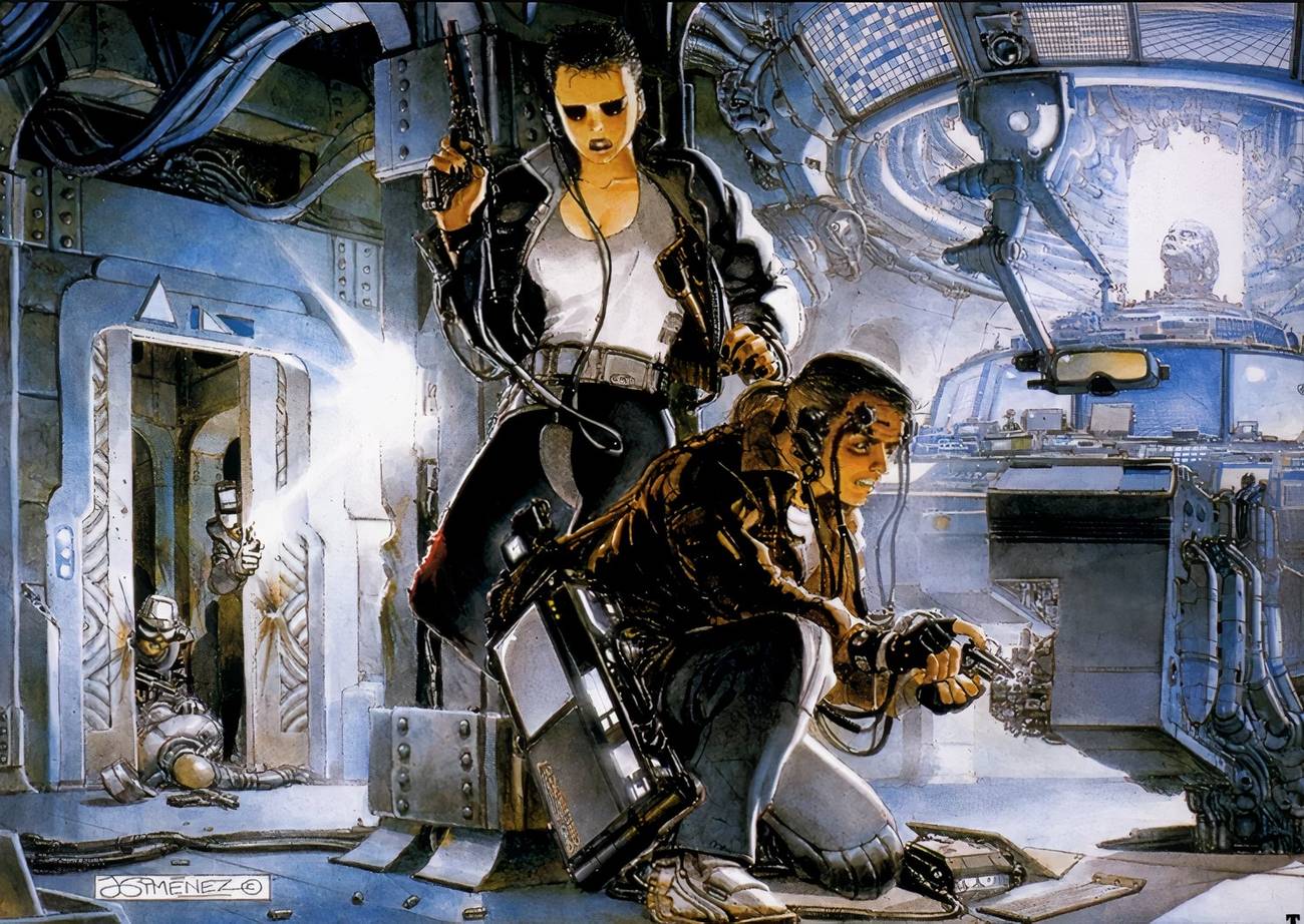 Juan Gimenez's artwork of Molly and Case from Neuromancer