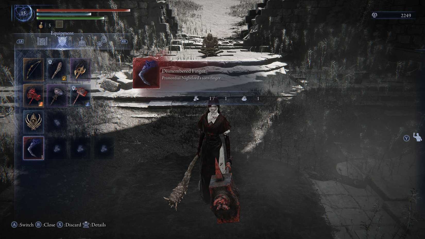 An Elden Ring Nightreign the Forsaken Hollows screenshot showing where players should drop the Desmembered Finger to complete the Undertaker's remembrance quest