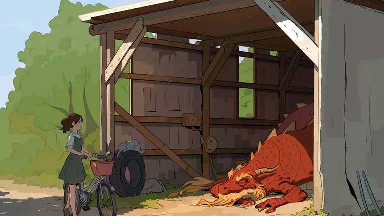 obojima girl with bike and sleeping dragon