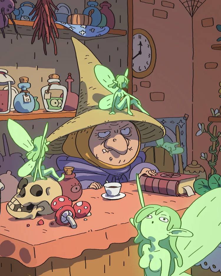 Obojima witch brewing potions