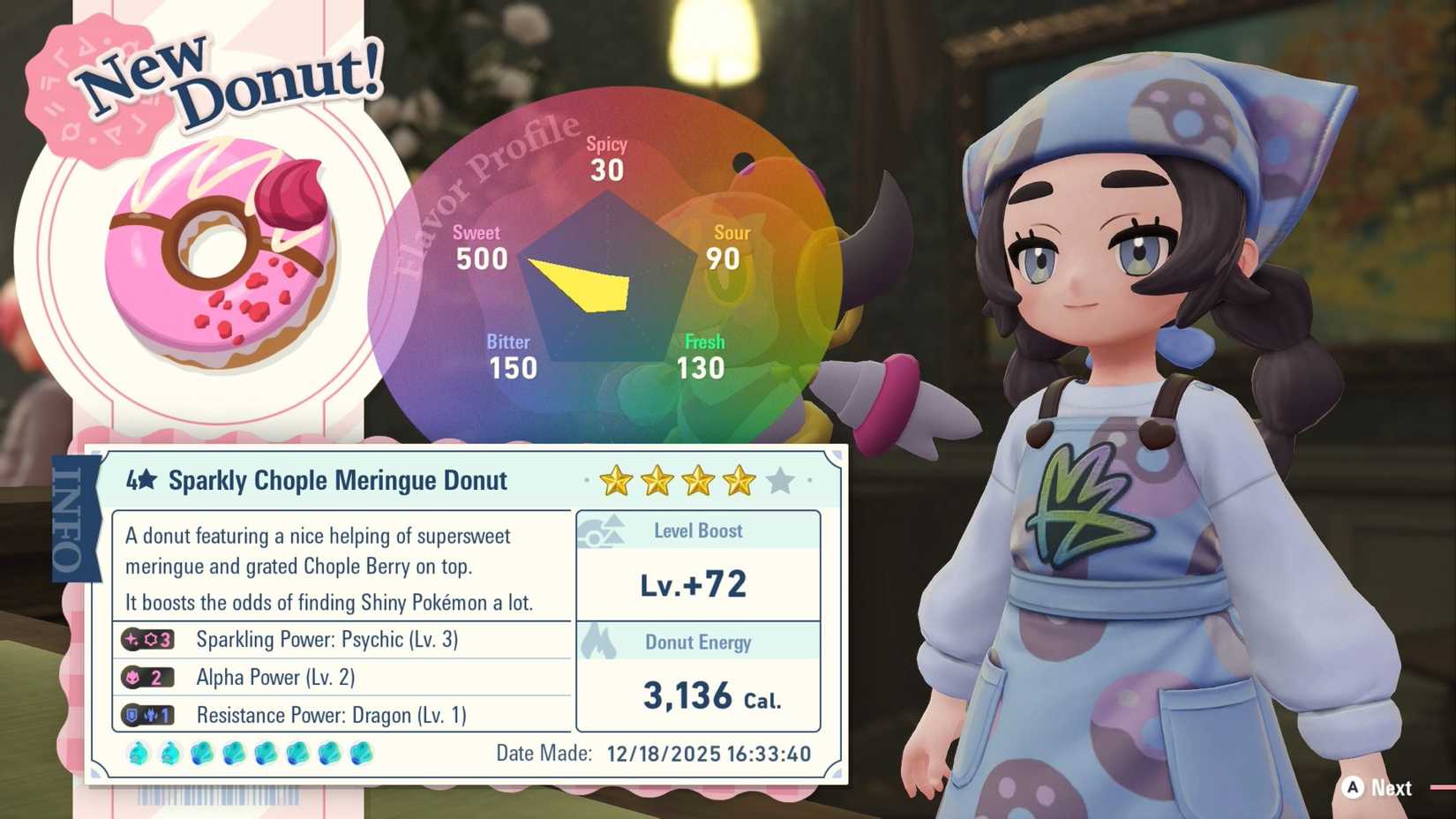 A sweet donut with sparkling power in Pokémon Legends: Z-A