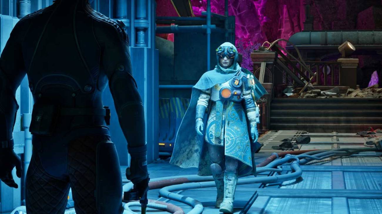 An Outer Worlds 2 soldier walks toward a character while thinking about the best games of 2025