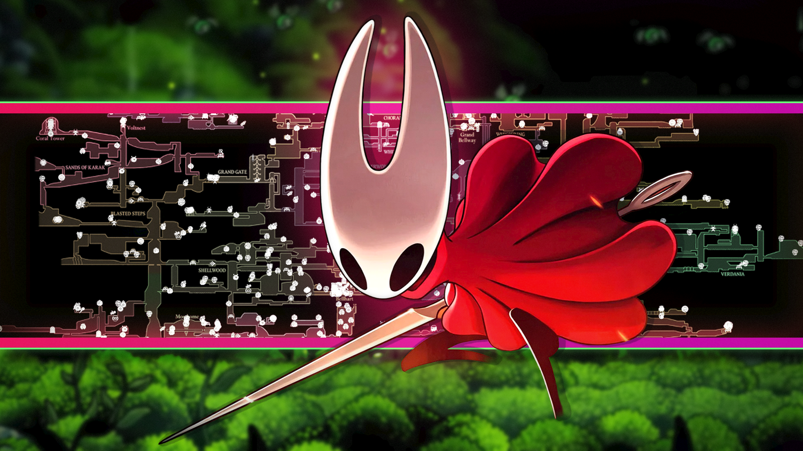 Hornet standing in front of the Pharloom interactive map.
