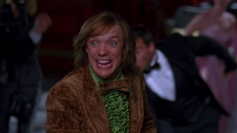 Matthew Lillard as Shaggy, wearing his best formalwear -- a green and brown tuxedo -- in Scooby-Doo: Monsters Unleashed