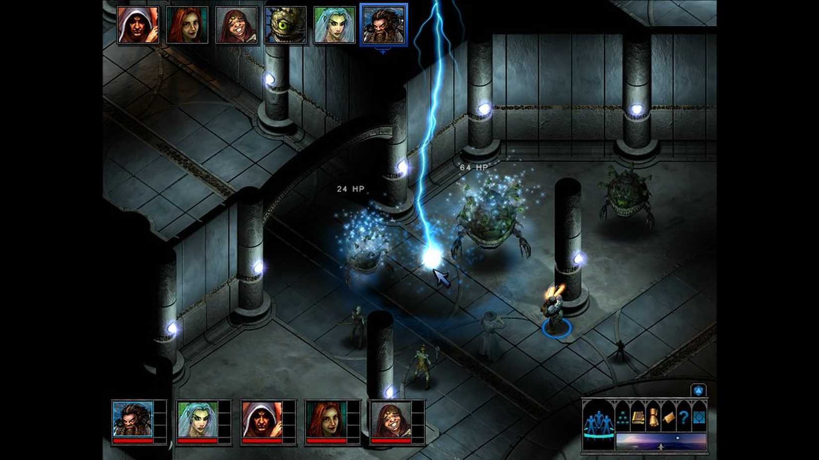 A screenshot of gameplay from Temple of Elemental Evil remake with the player fighting some beholders
