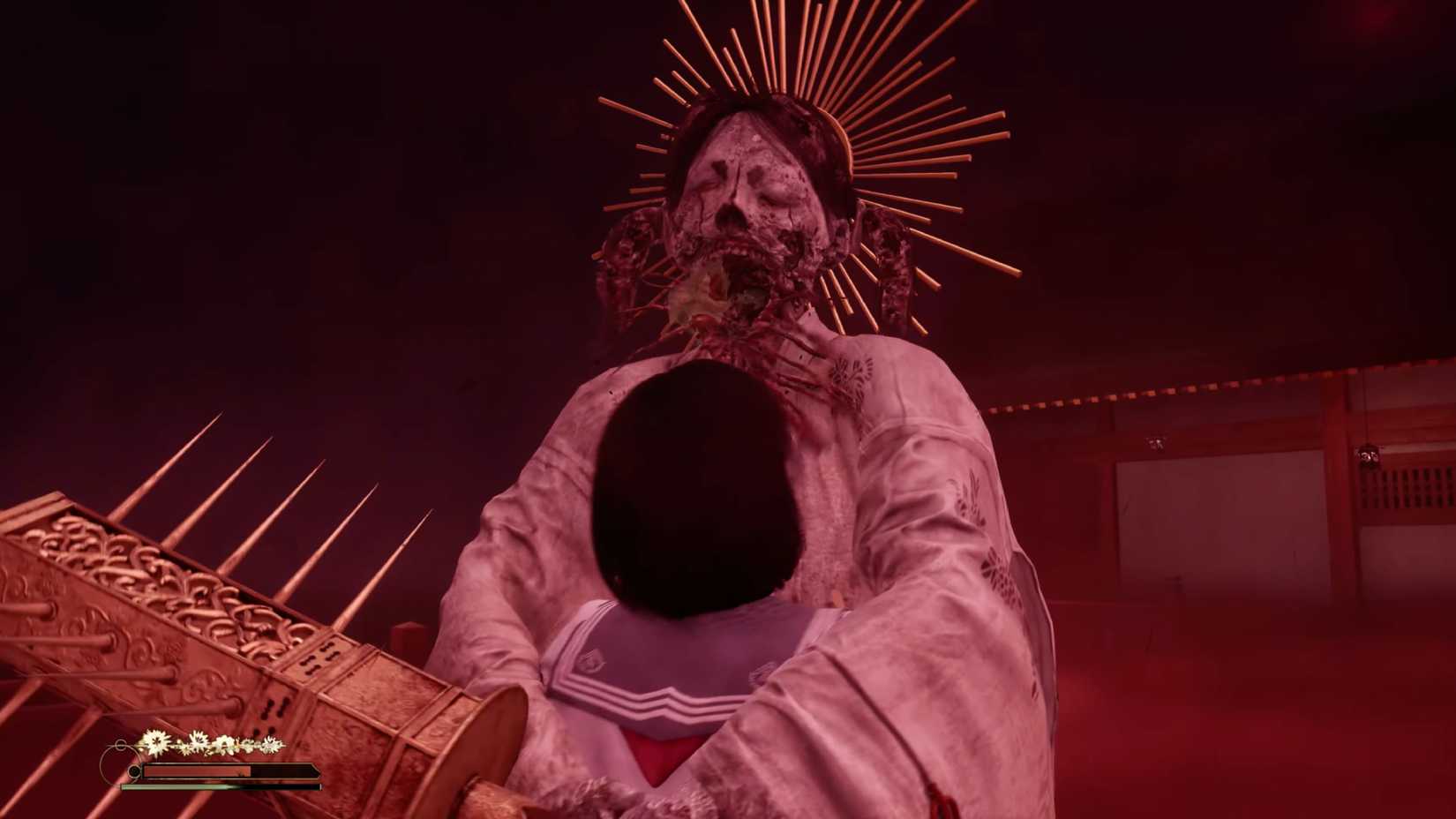 The Sakuko-like Entity forces Hinako into a smothering hug, moments before attempting to eat her face.