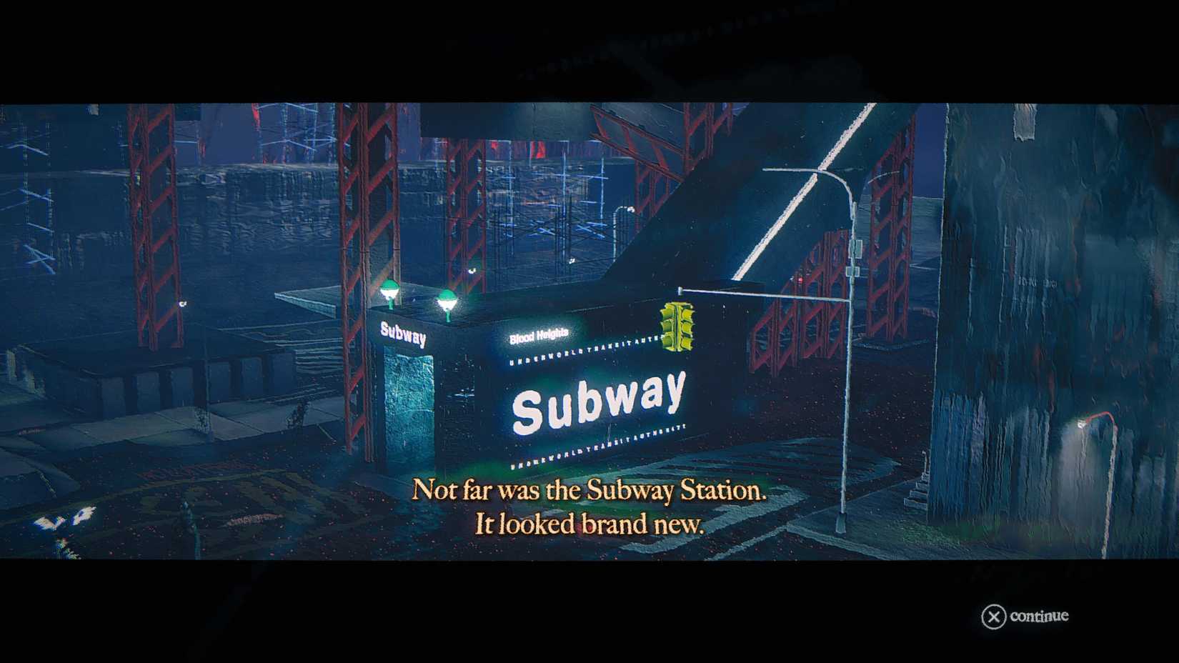 The Skater approaches a subway station in Skate Story