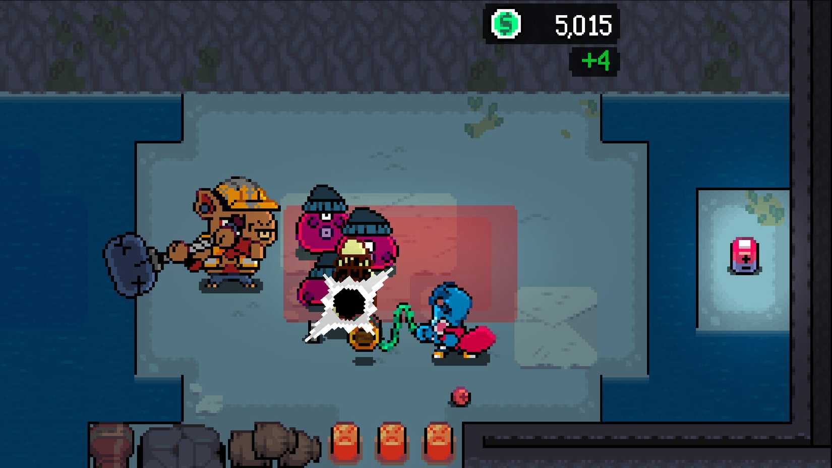 Pipistrello and the Cursed Yoyo - Pippit unleashes a yoyo attack on some red blobs