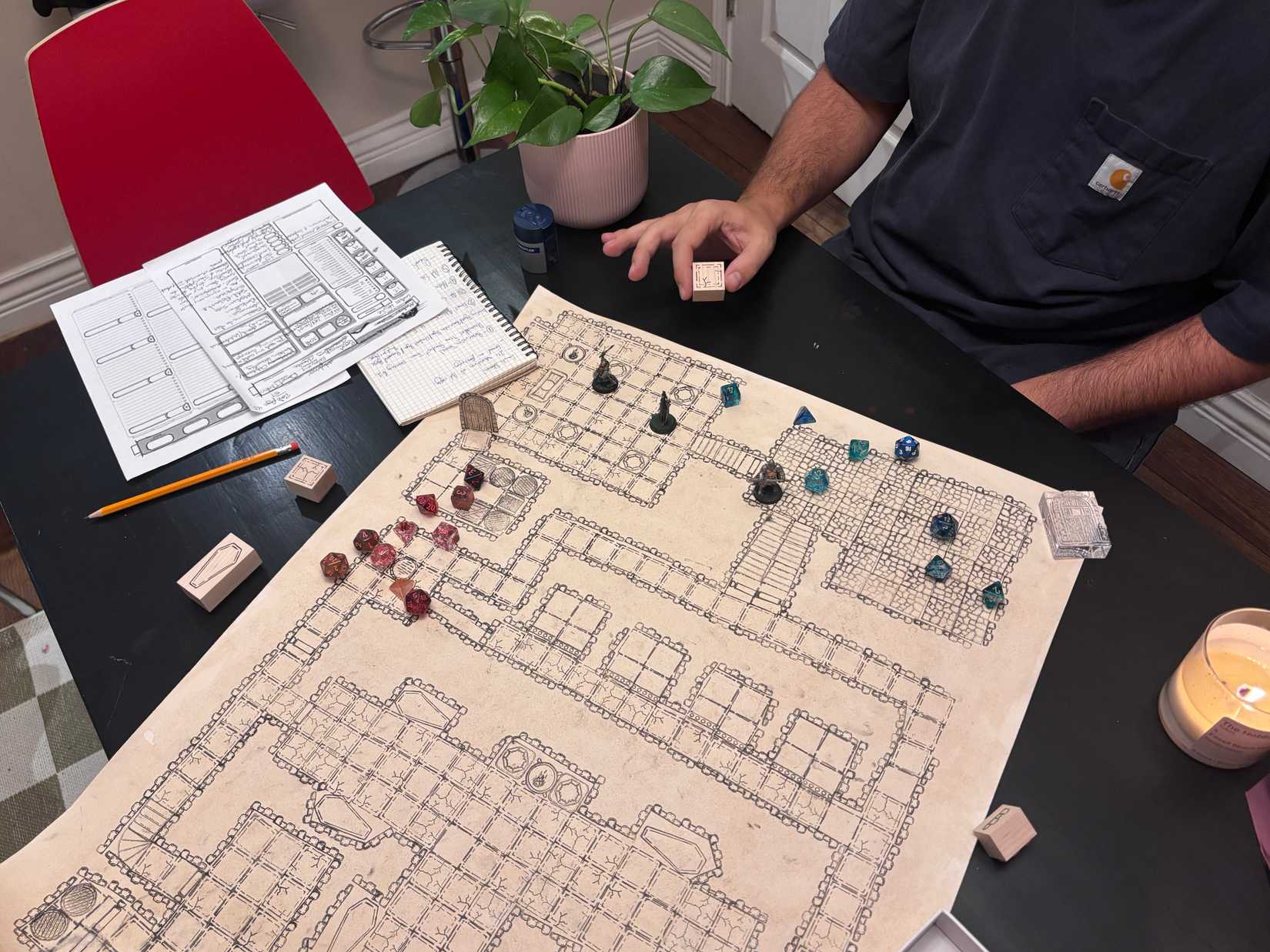 A large tabletop dungeon map made with Tabletop Stamps