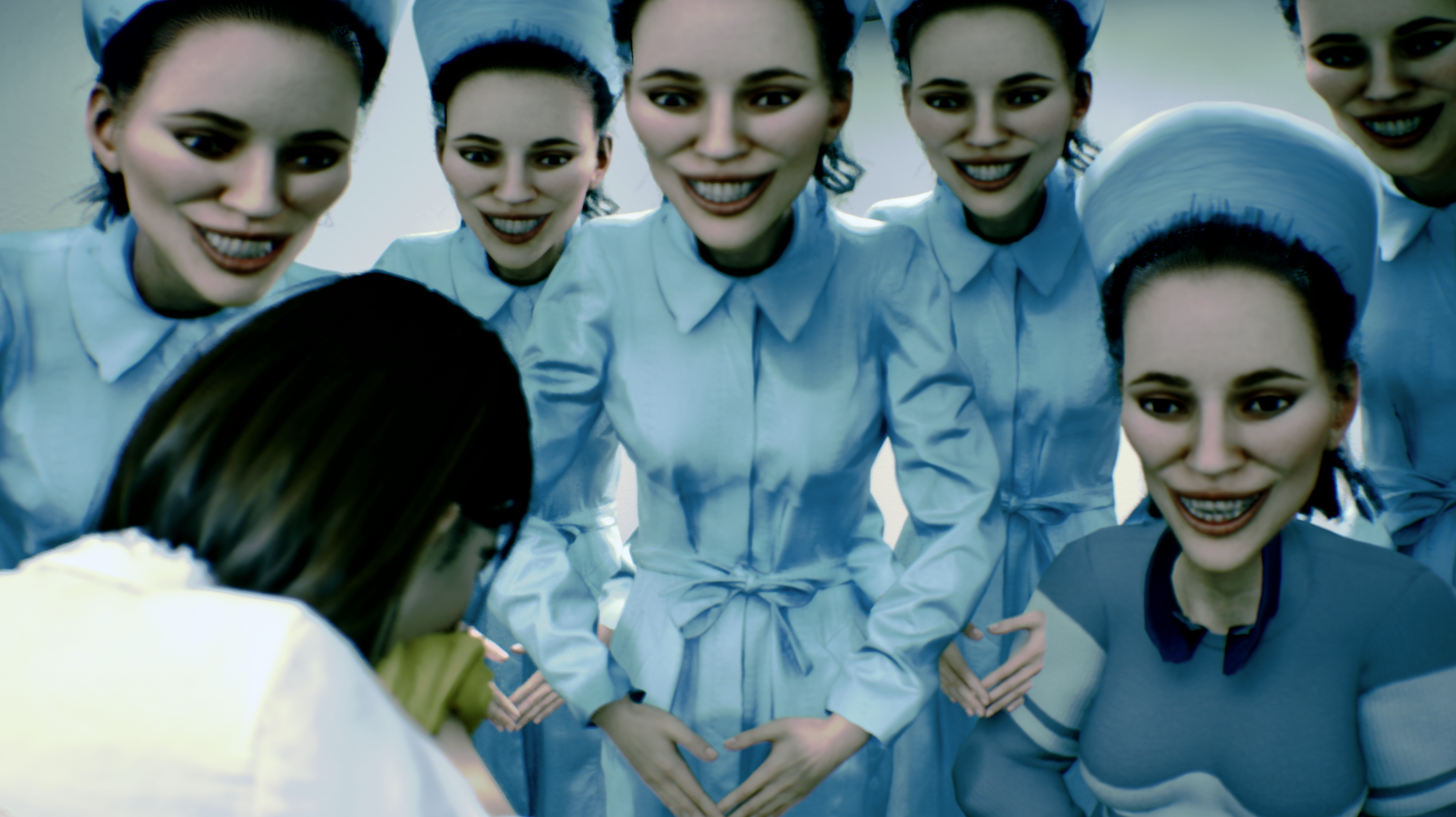 Un:Me protagonist surrounded by extremely creepy nurses