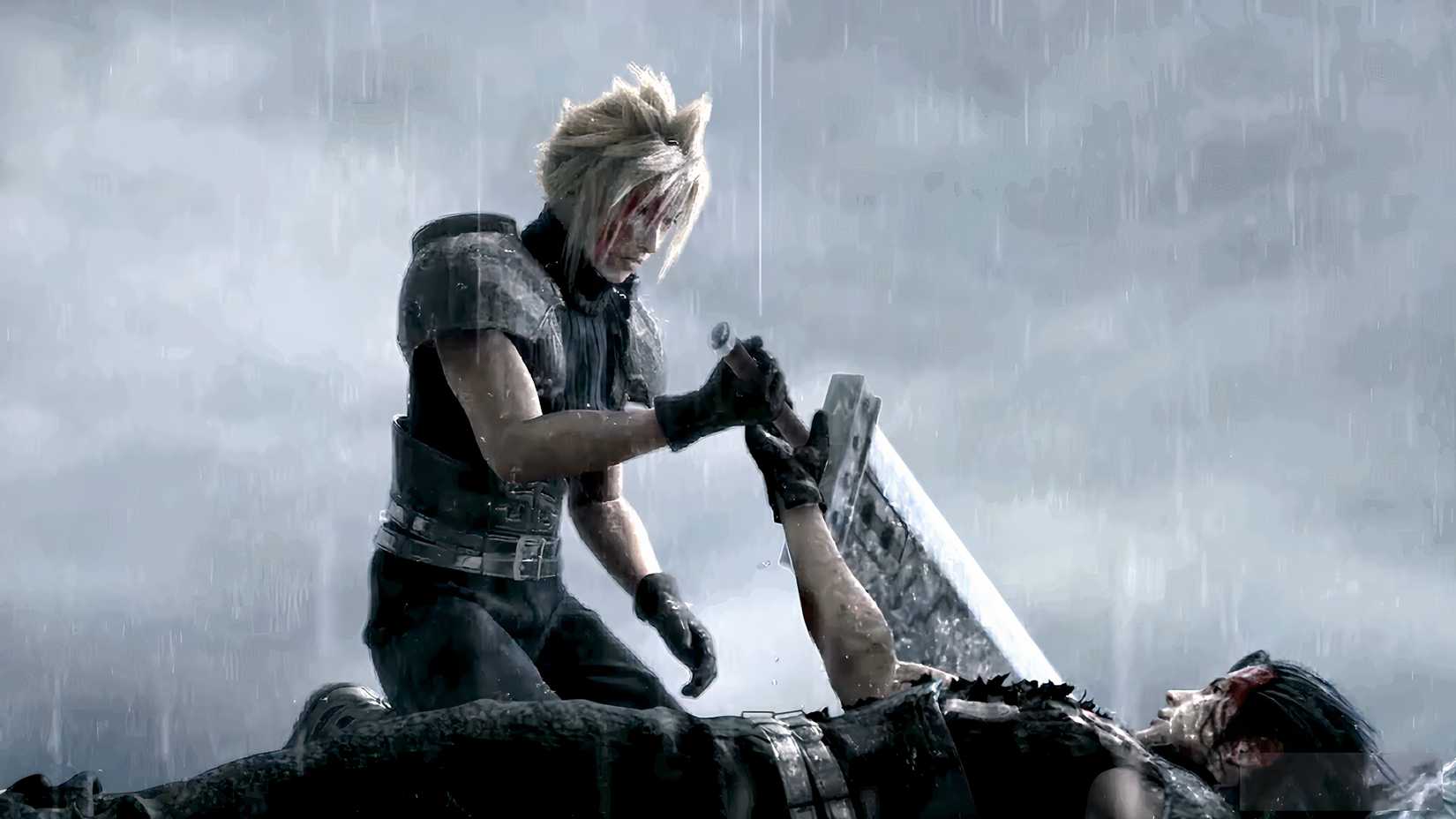 Cloud Strife and Zack Fair as featured at the end of Crisis Core
