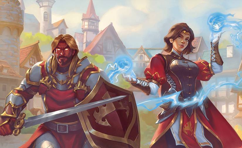A Paladin and Wizards stand side by side