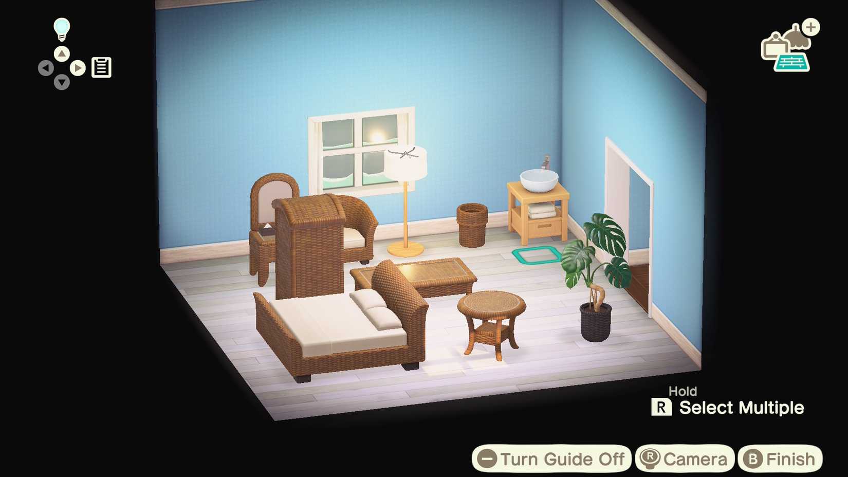 A room-in-progress in Animal Crossing New Horizons 3.0