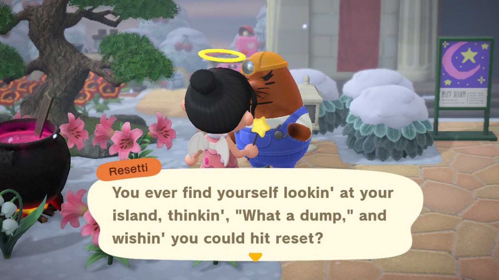 Resetti offers to clean up the player's island.