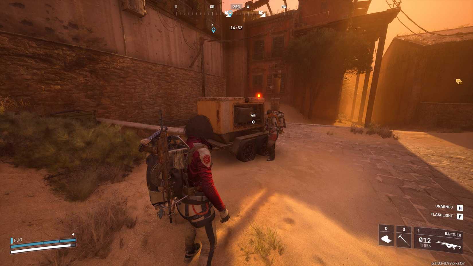 The player standing in front of the generator the battery needs to be inserted into in Arc Raiders with another player putting the battery in.