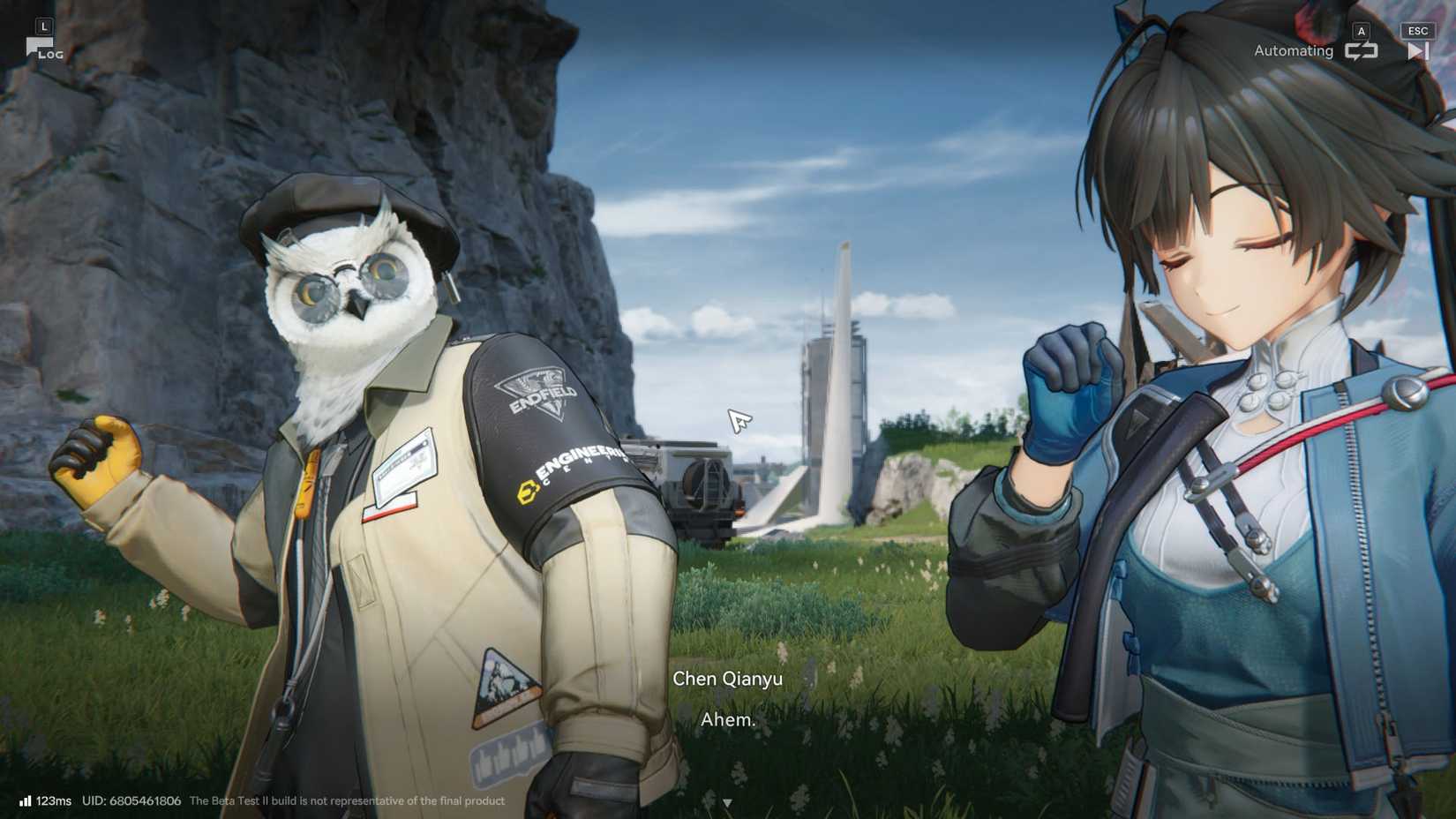 An Arknights Endfield screenshot showing two characters