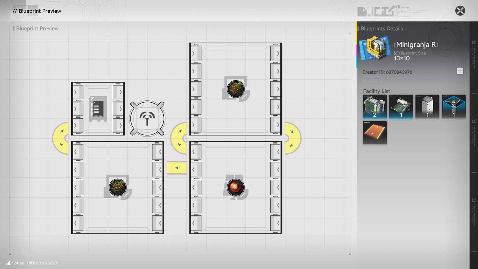  Endfield screenshot showing the Minigranja blueprint