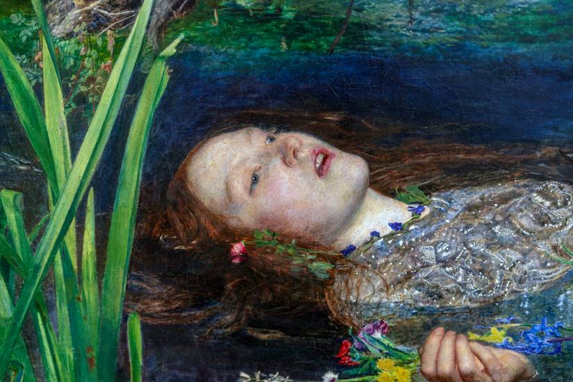 A close-up of John Everett Millais' Ophelia