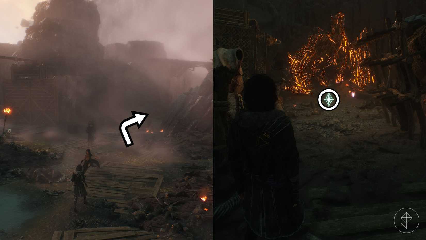 A montage of two Clair Obscur screenshots showing Journal 41 location