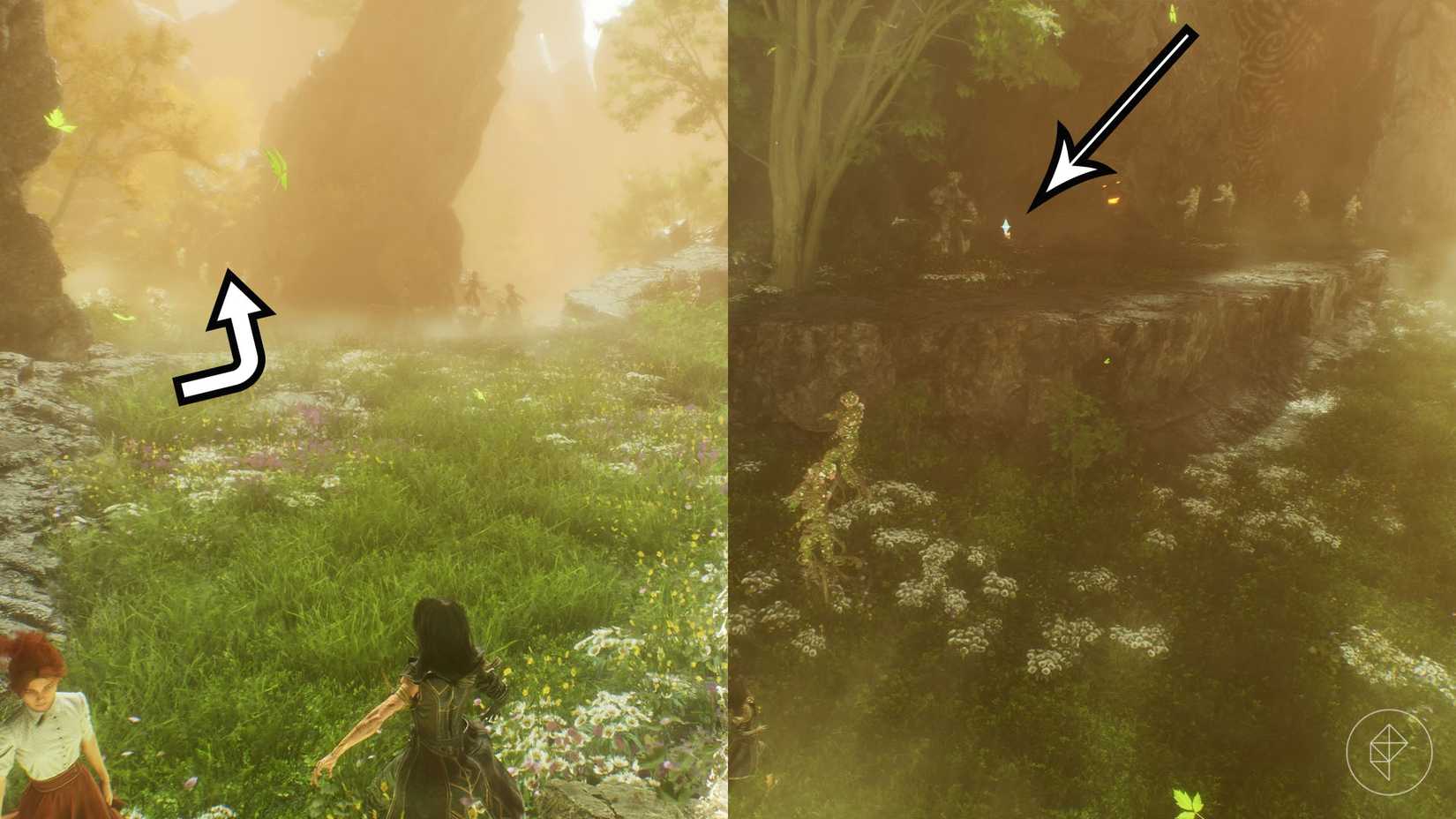 A montage of two Clair Obscur screenshots showing Journal 69 location