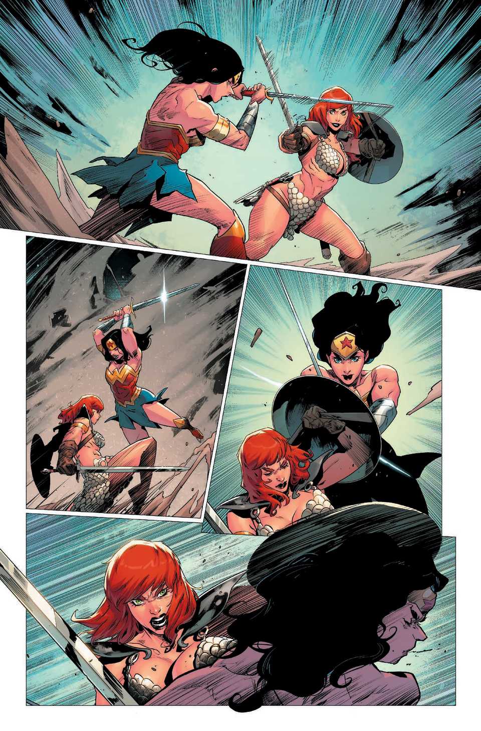 Wonder Woman and Red Sonja duel