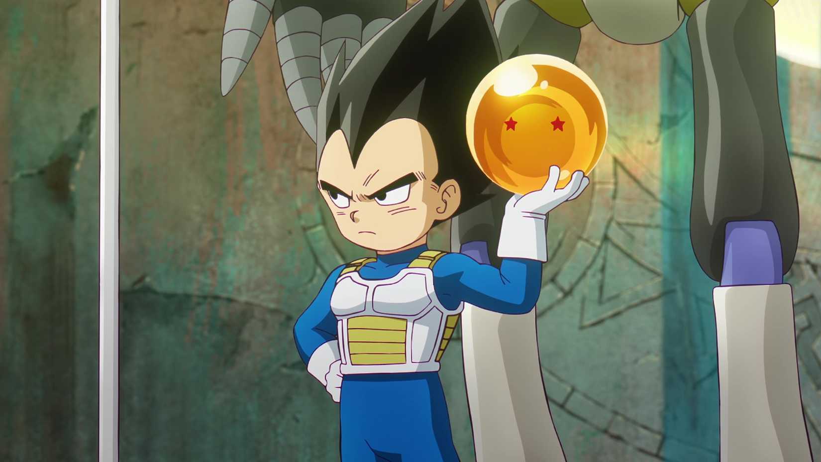 Vegeta holding the two-star Dragon Ball in Dragon Ball Daima 