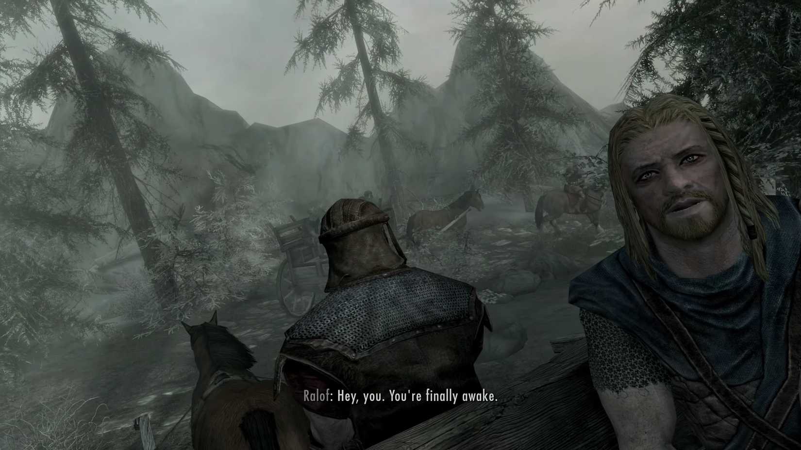 The opening scene in The Elder Scrolls 5: Skyrim.