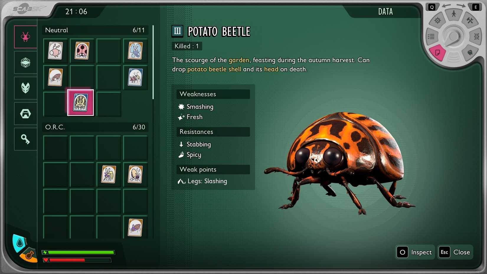 The potato bug's encyclopedia entry in Grounded 2