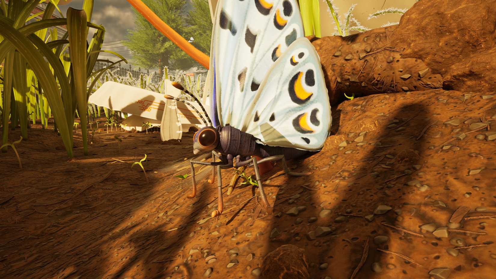 A blue butterfly in Grounded 2