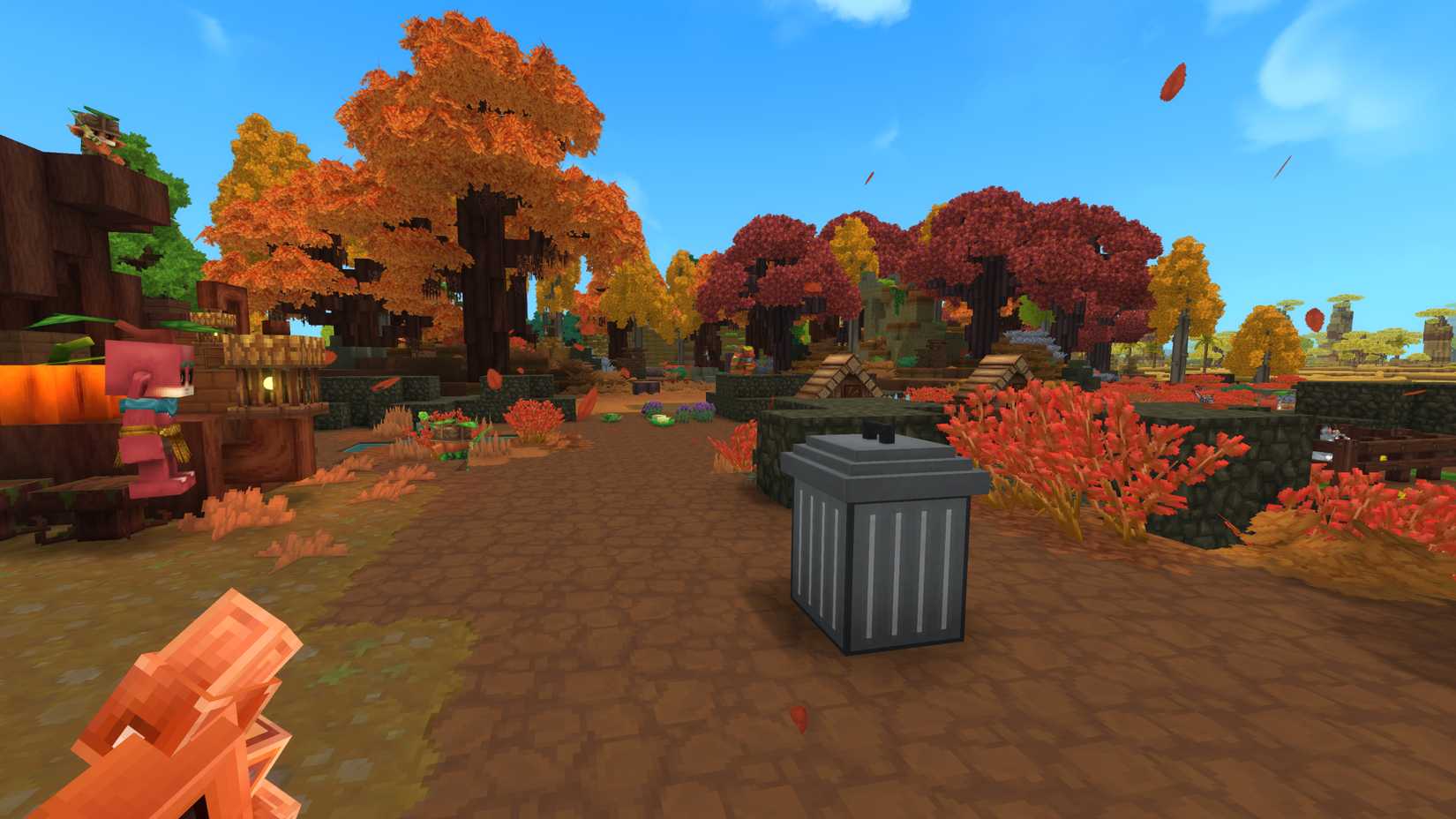 A trash can crafted using a Hytale mod.