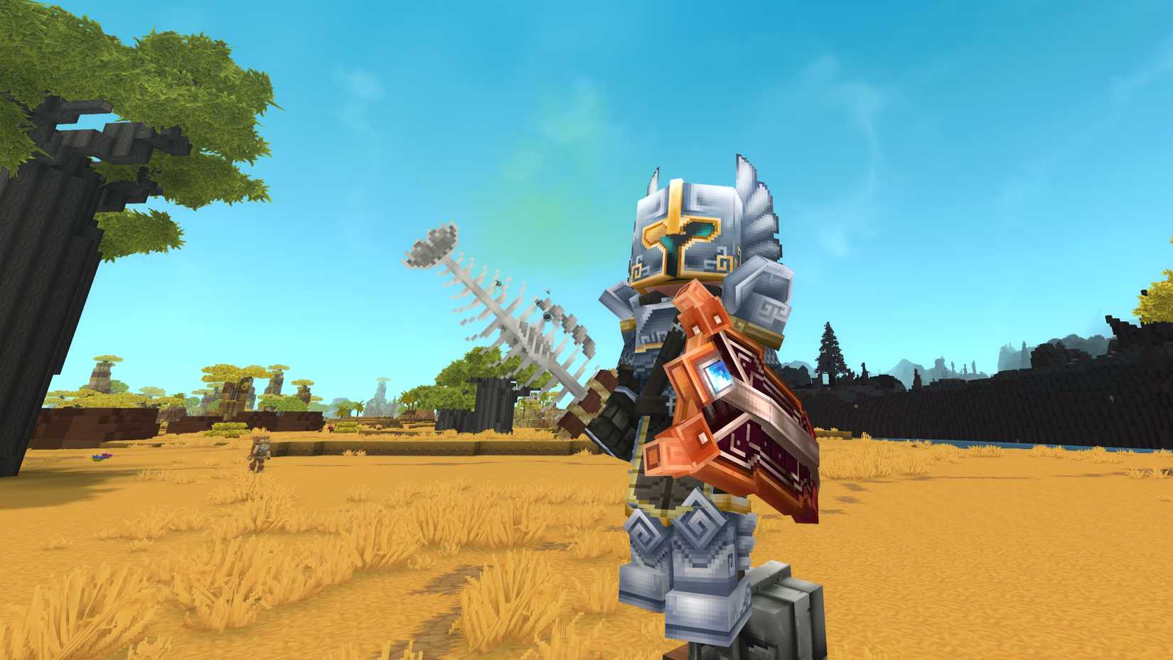 A Hytale player holds a weapon from a weapon mod.