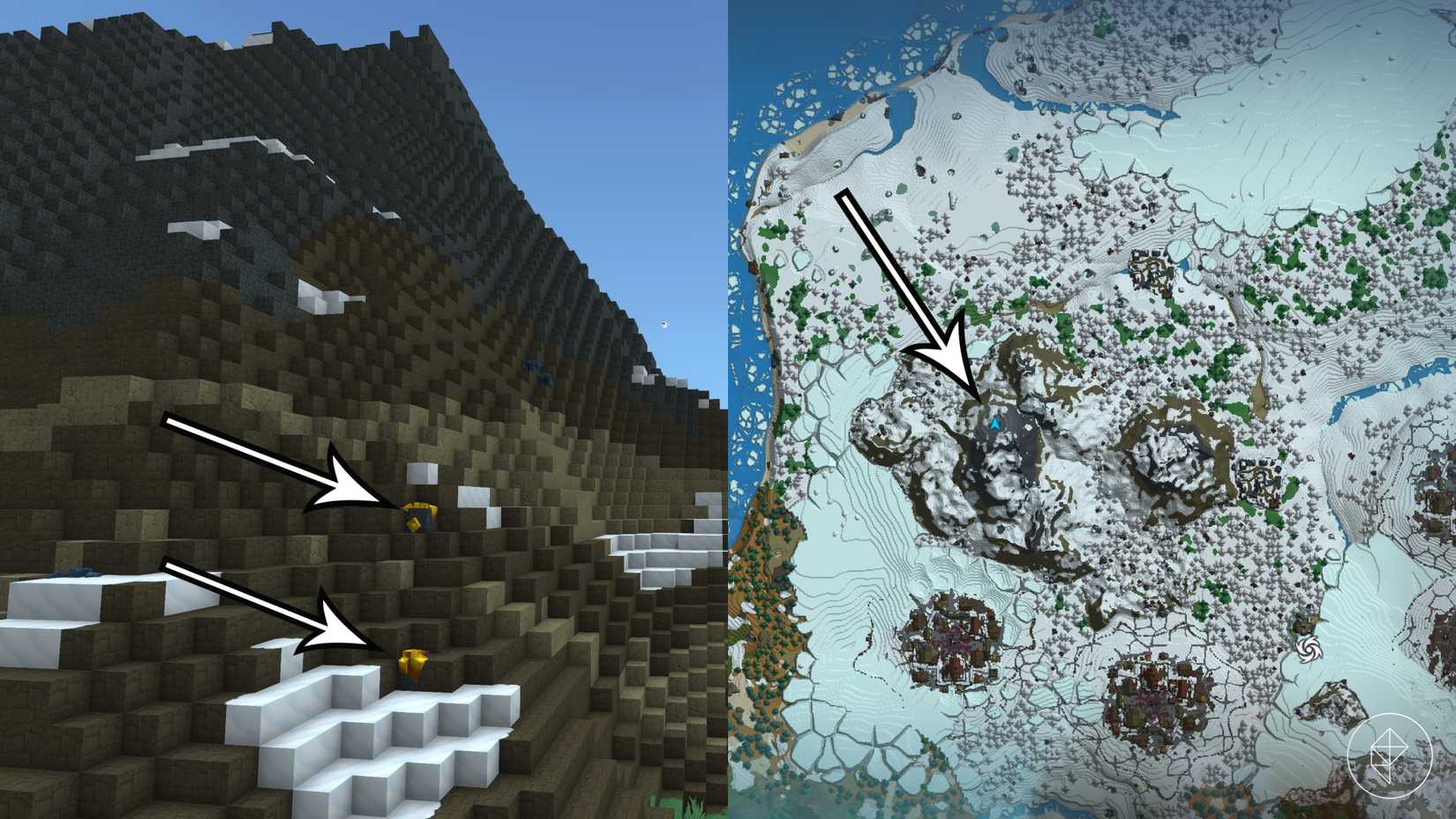 Gold ore deposits on the snow map in Zone 3 of Hytale.
