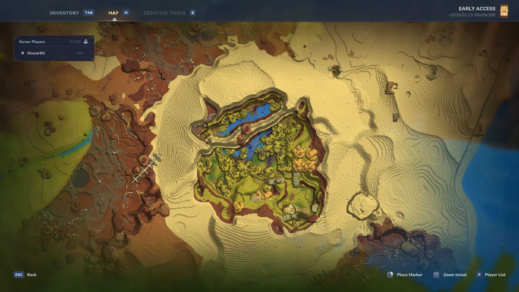 A Hytale screenshot showing an oasis in the second zone in the game