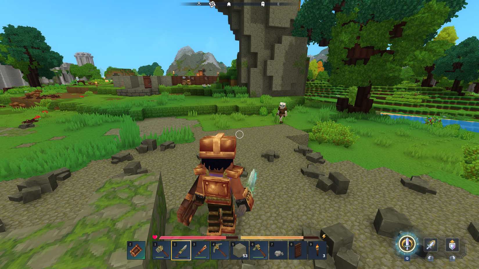 A Hytale screenshot showing a character near an undead