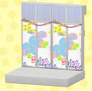 Wallpaper showing graffiti on the walls with electrical wiring along the top in ACNH.