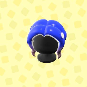 Blue octoling hair from Splatoon with a middle part in ACNH.
