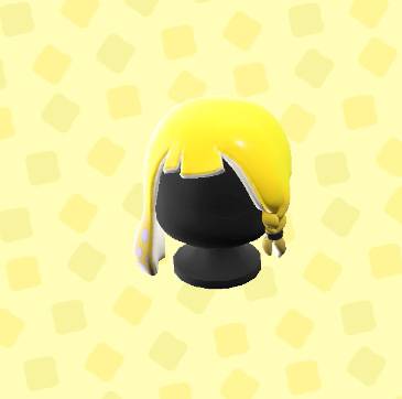 Yellow squid hair from Splatoon, with a braid on the right side in ACNH.