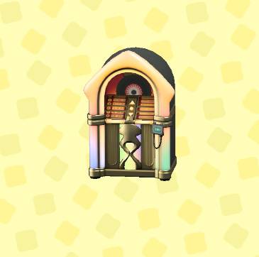 A colorful jukebox with a squid-motif in ACNH.