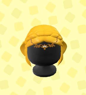 A wig of short blonde hair with a braid across the top in ACNH