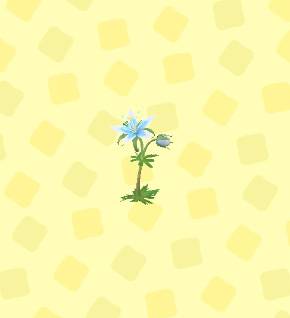 A blue and white lily-like flower in ACNH