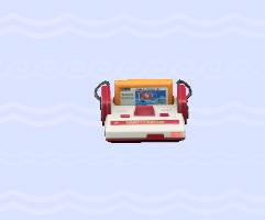 A red and white console with an orange cartridge in it in ACNH.