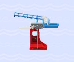 A red and blue gadget that shoots balls in ACNH.