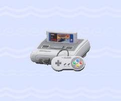 A grey console with a controller with colorful buttons in ACNH.