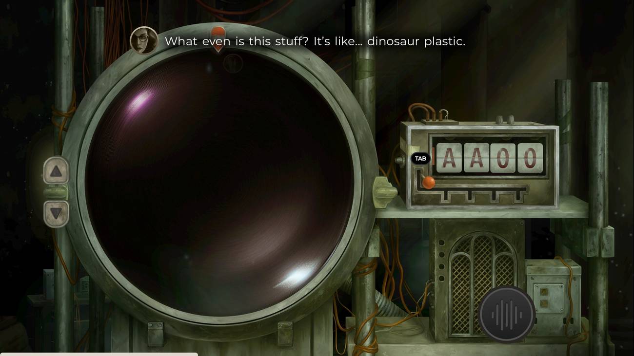 The dormant machine in TR-49, with Abbi saying "What even is this stuff? It's like dinosaur plastic"