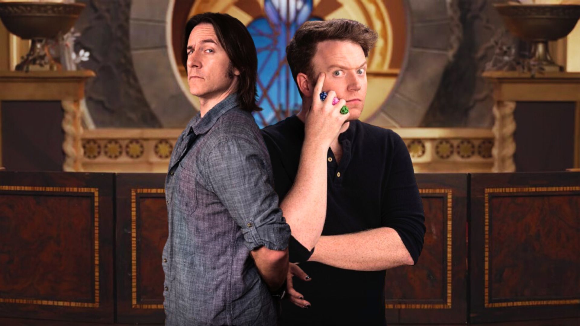 matt mercer and brennan lee mulligan on the Critical Role stage