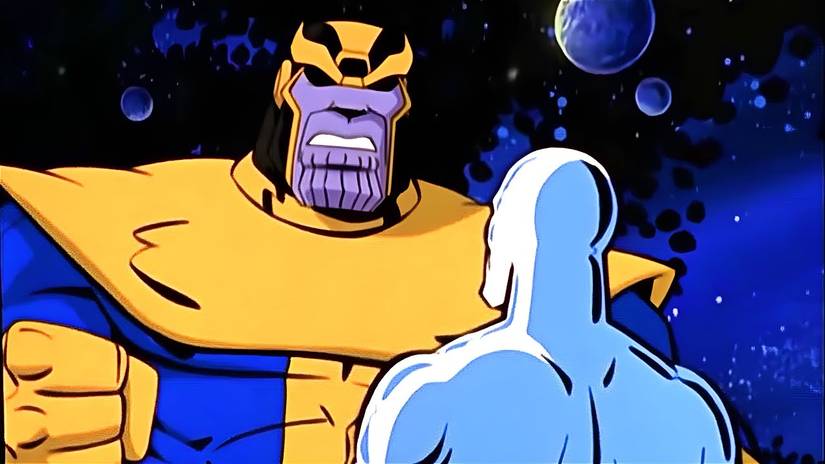 Silver Surfer meets Thanos in the 90s cartoon