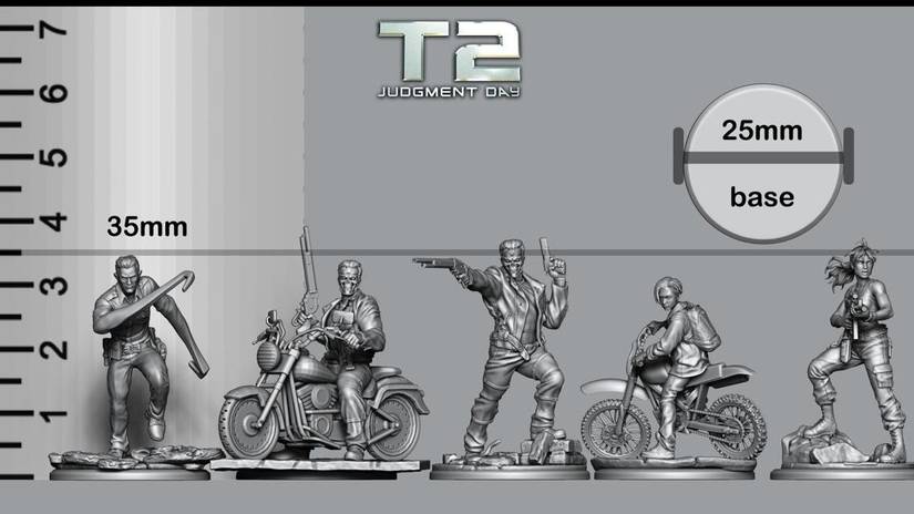  The Board Game include the T-1000 with hook arms, the T-800 and John Connor riding motorcycles, and Sarah Connor holding a rifle. 