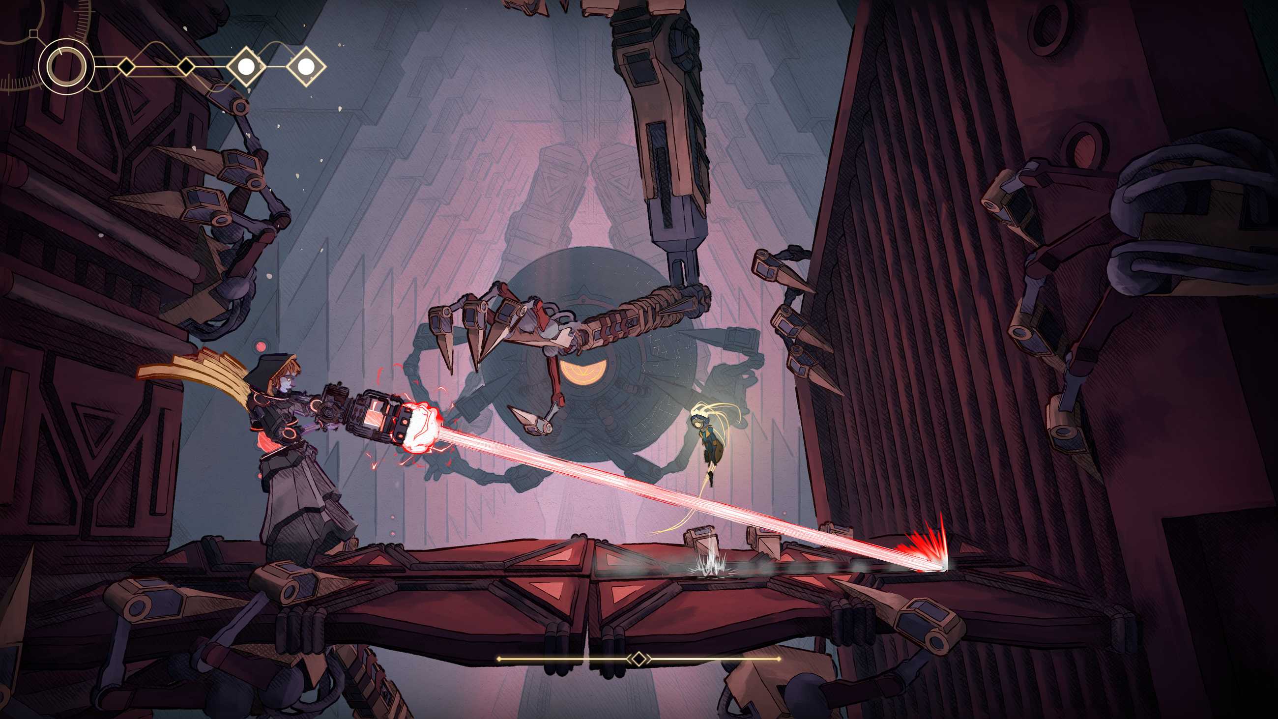 Mio dodges a laser in Mio Memories of Orbit