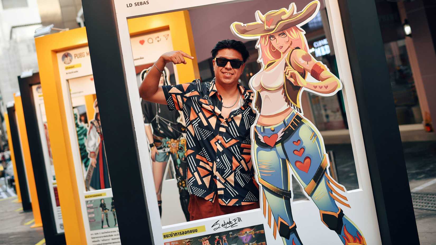 creator posing with a pubg mobile character.