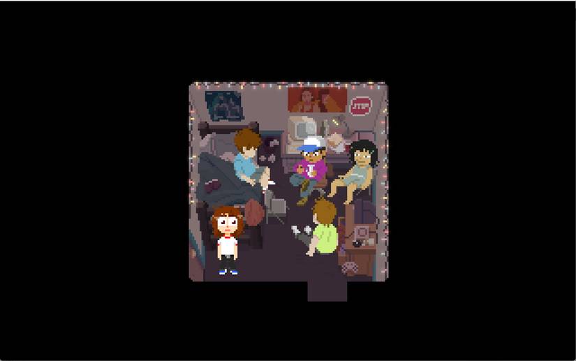 Mara stands in a cramped dorm room in Perfect Tides: Station to Station.